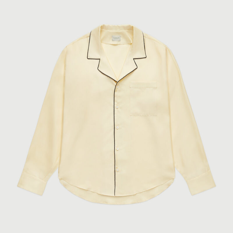 COMME SI | Notched Collar Long-Sleeve Silk Twill Shirt