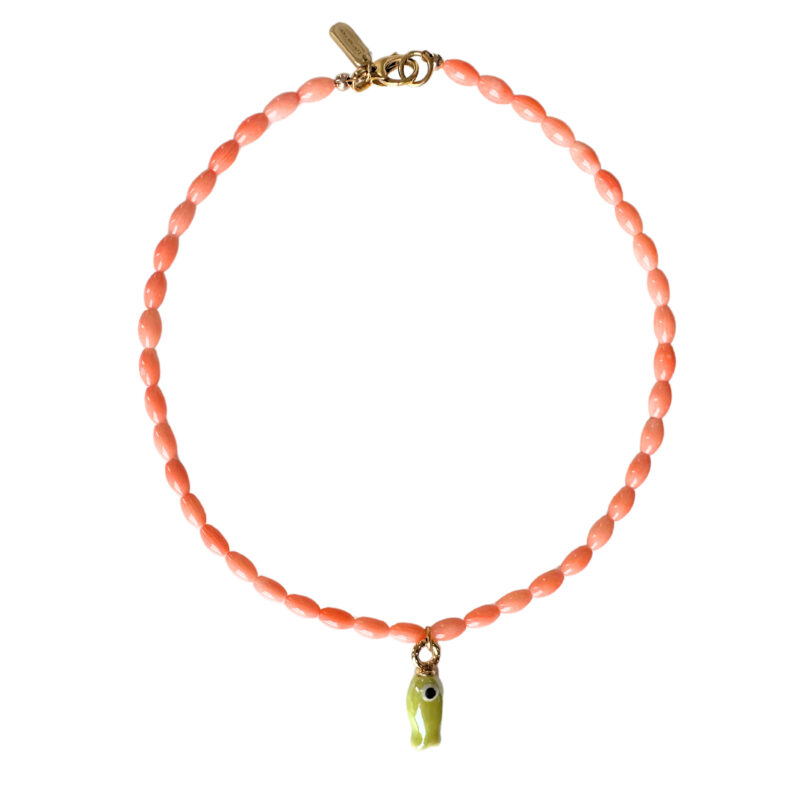 Coral Beaded Fish Necklace Logan Tay