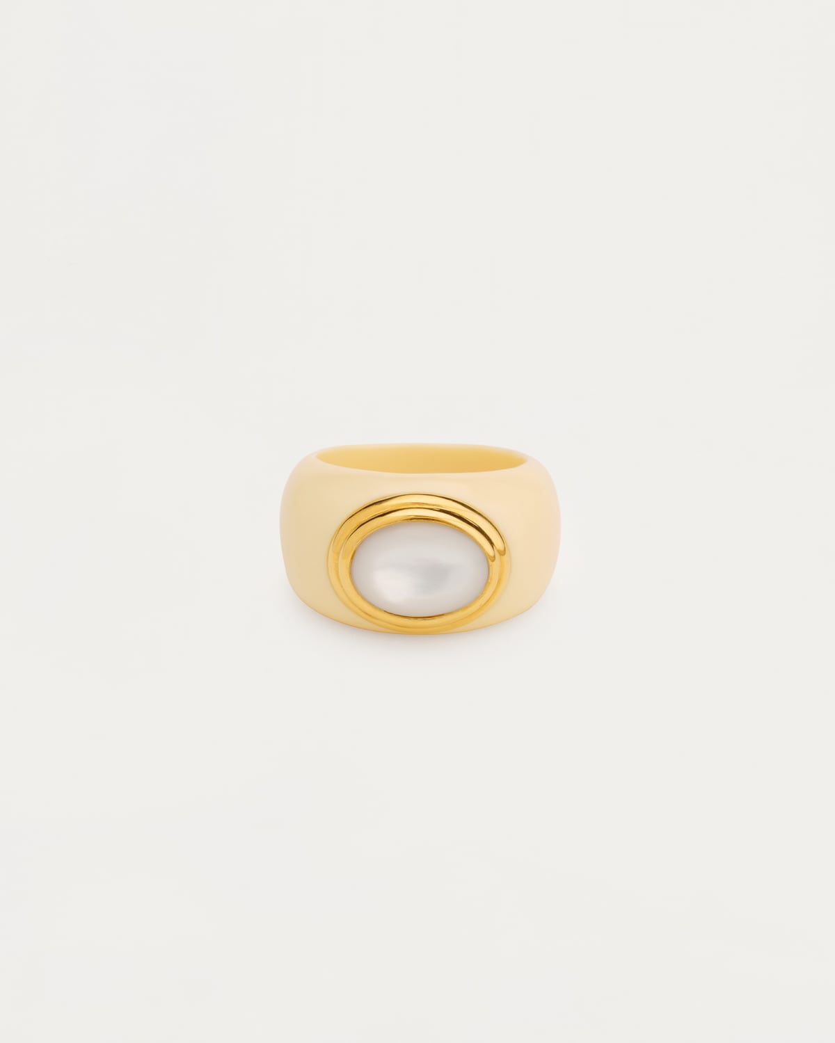 Core Ring White Mother Of Pearl Cream Resin Stone Fruit