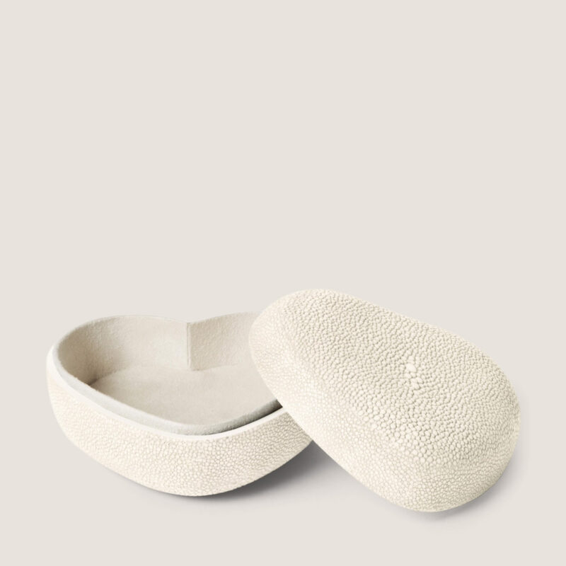 Cream Shagreen Heart Box AERIN