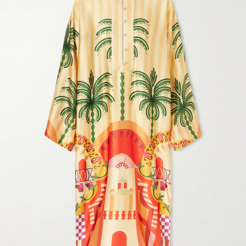 CRISTIANO MARCHELI | Fiorenza Printed Silk Blend Satin Kaftan