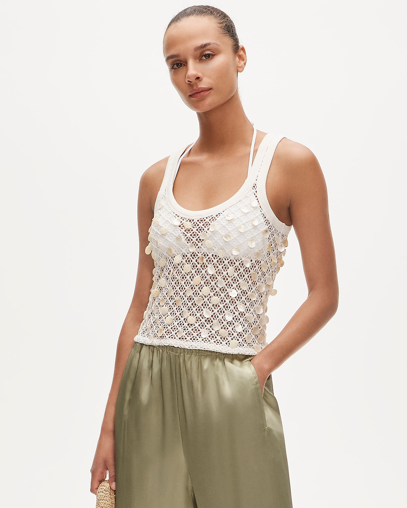 Crochet Shell-embroidered Tank Top For Women | J.Crew J.Crew US