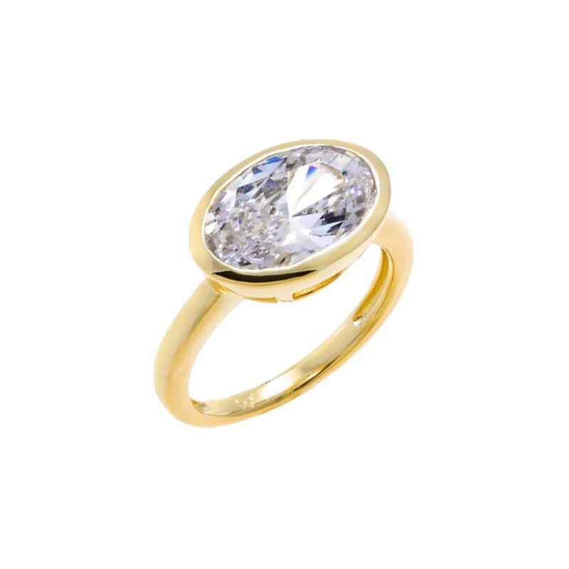 CZ Oval Bezel Pinky Ring Adina Eden