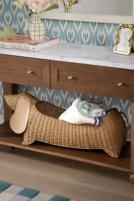 Dachshund Dog Woven Wicker Basket