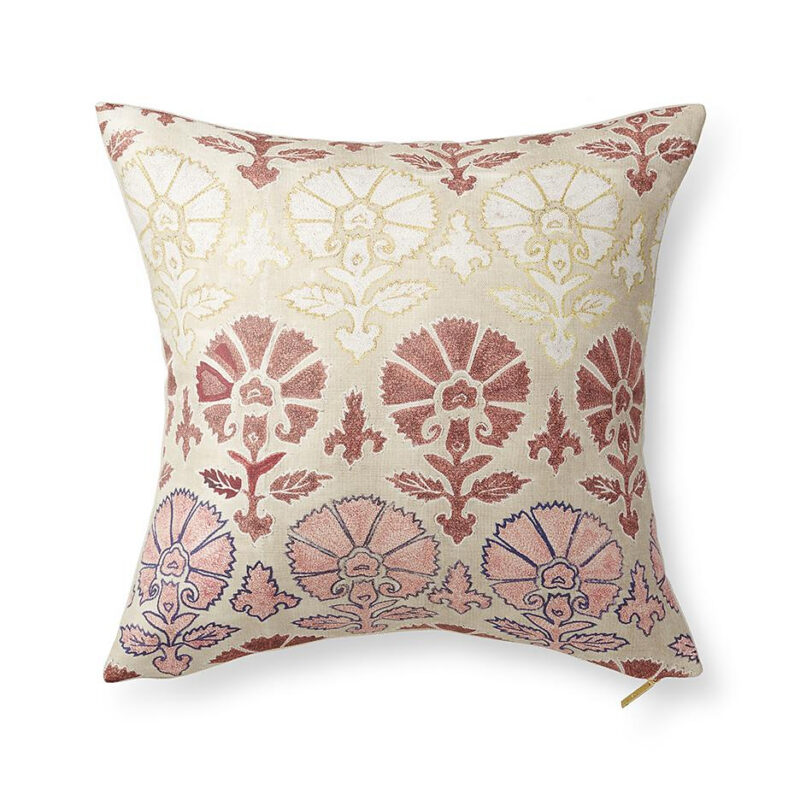 Daisy Suzani Throw Pillow in Blush St. Frank