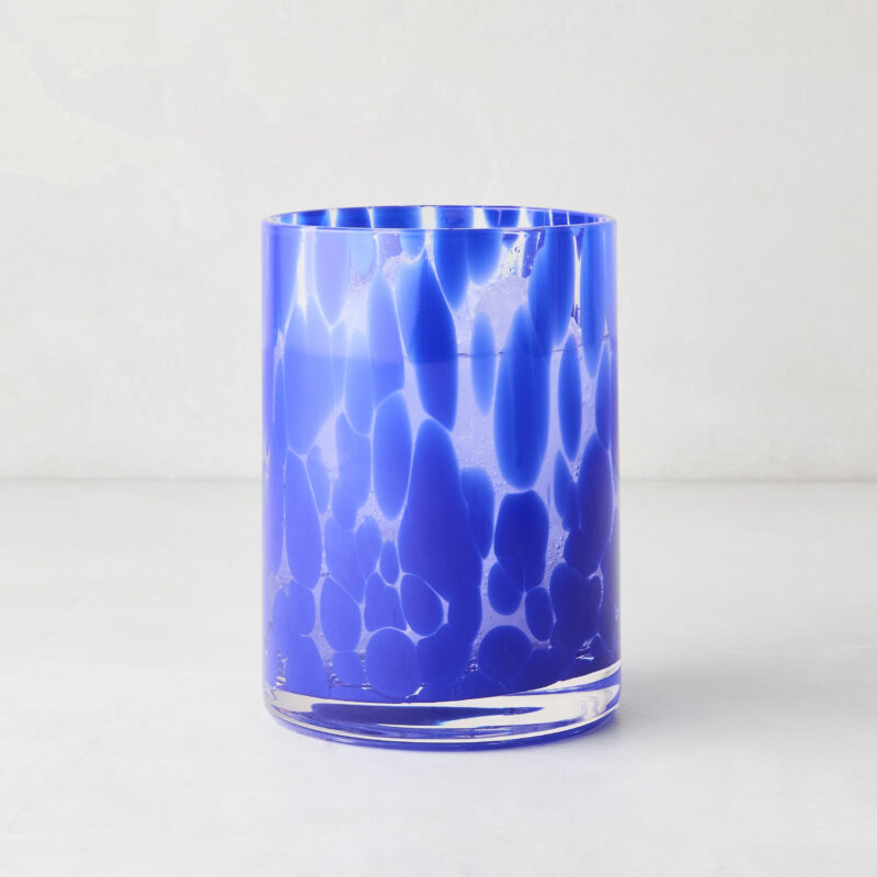 Dark Blue Spotted Double Old Fashioned Glass Dalian Crystal