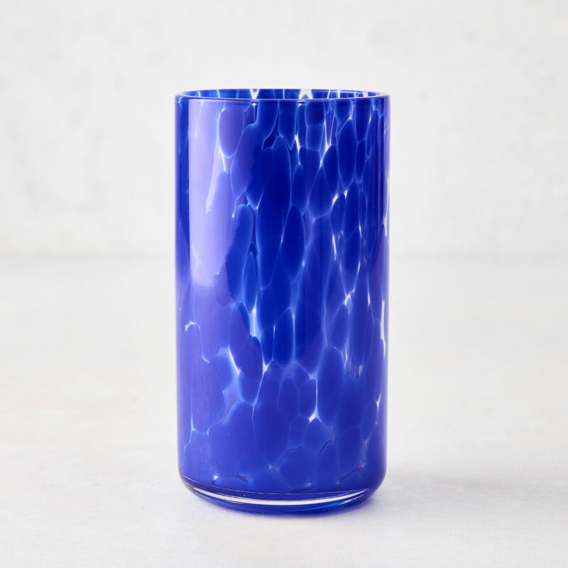 Dark Blue Spotted Highball Glass Dalian Crystal