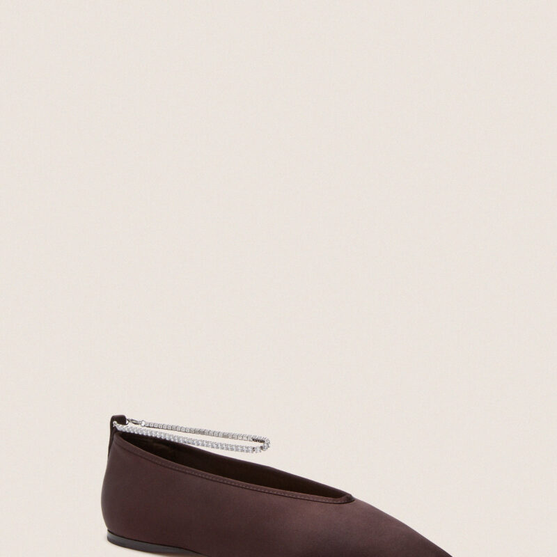 Dark Brown Satin with Crystals Emery Flats Loeffler Randall