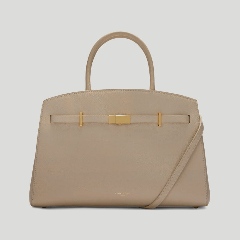 DEMELLIER | The Hudson Leather Bag - Light Taupe Small Grain