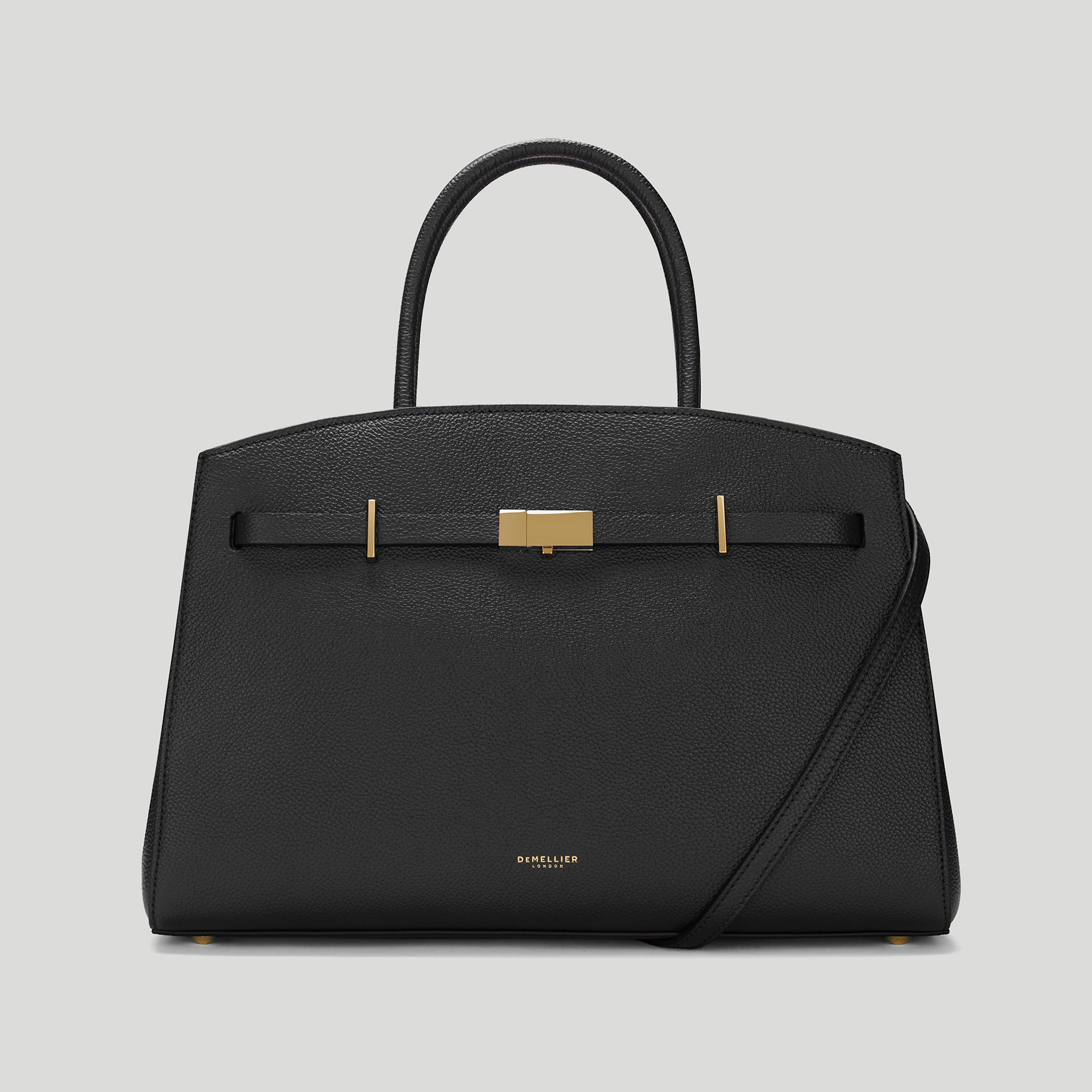 DEMELLIER | The Midi Hudson Leather Bag - Black Small Grain