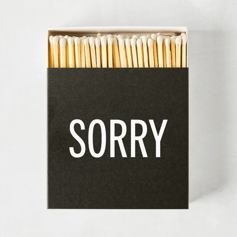 Diane Keaton + Hudson Grace “Sorry, Not Sorry” Boxed Matches The Fine Match Company