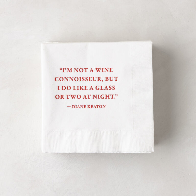 Diane Keaton + Hudson Grace “Wine Connoisseur" Cocktail Napkins, Set of 50 Print Appeal