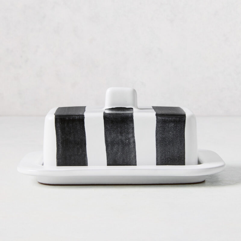Diane Keaton + Hudson Grace Black and White Stripe Butter Dish Vasicol