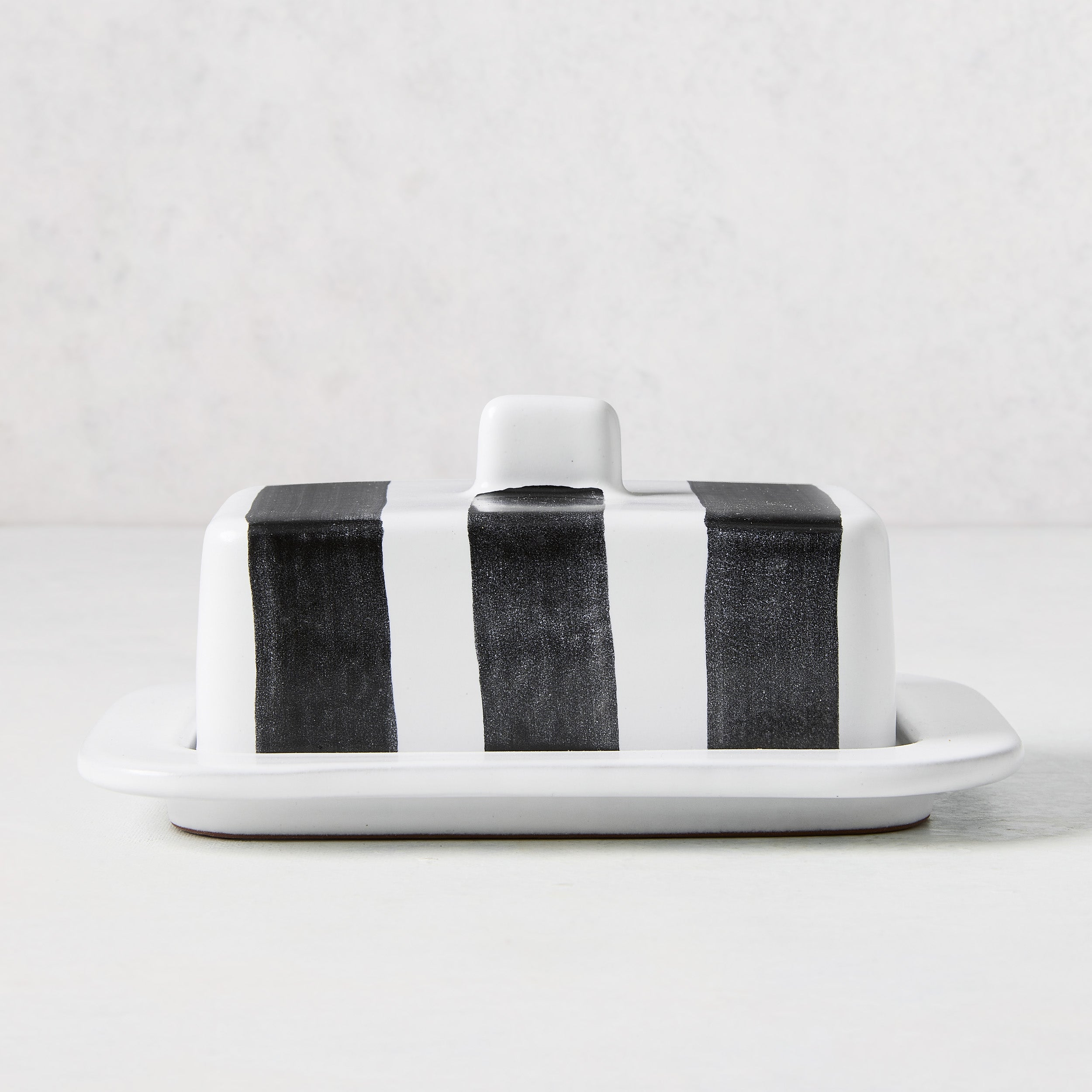 Diane Keaton + Hudson Grace Black and White Stripe Butter Dish Vasicol