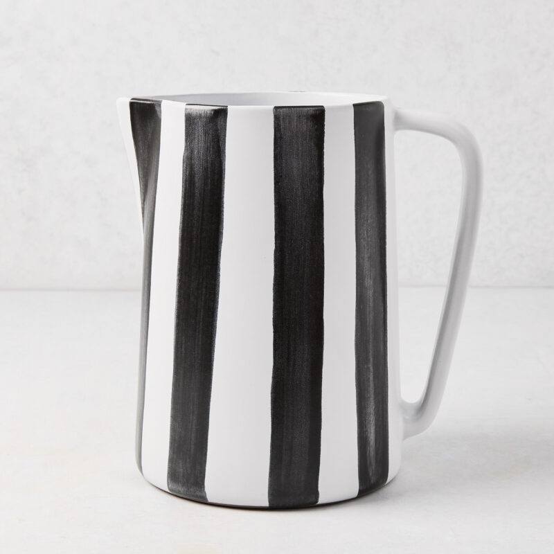 Diane Keaton + Hudson Grace Black and White Striped Pitcher Vasicol