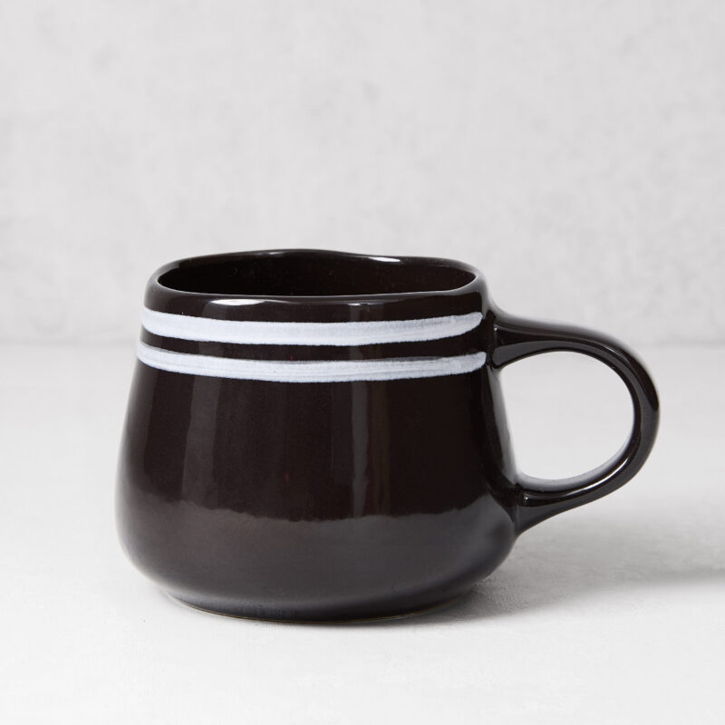 Diane Keaton + Hudson Grace Draft White Double Stripe Stoneware Mug Mixcer