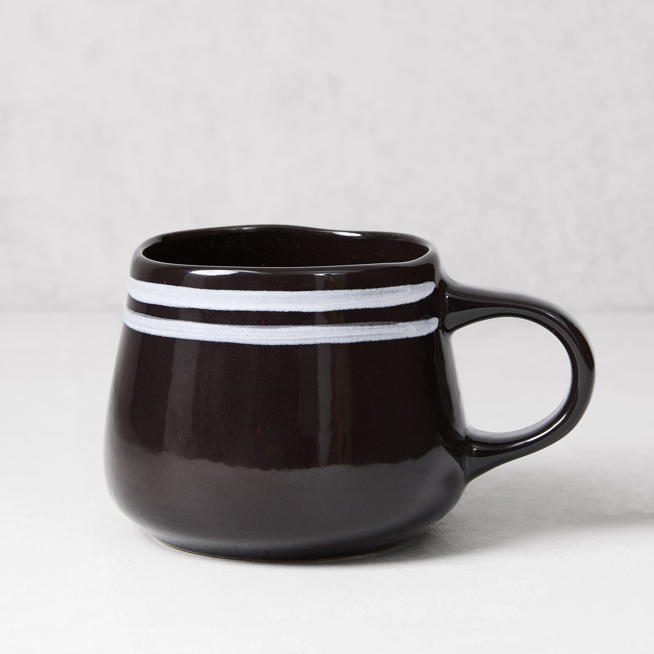 Diane Keaton + Hudson Grace Draft White Double Stripe Stoneware Mug Mixcer