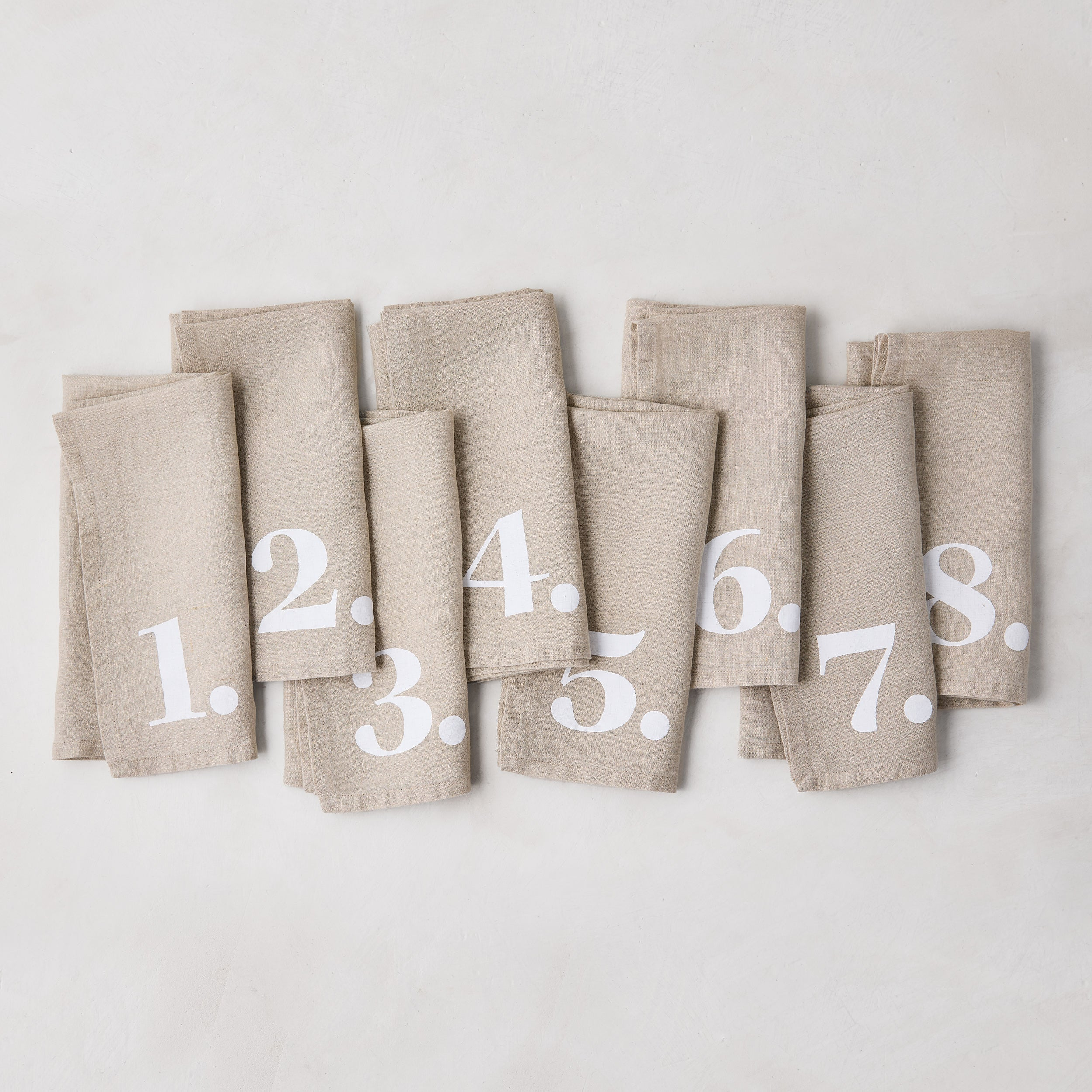Diane Keaton + Hudson Grace Khaki Linen Numeric Napkins, Set of 8 Synergy