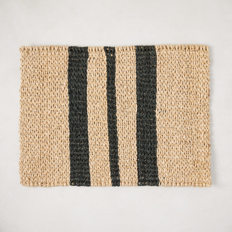 Diane Keaton + Hudson Grace Tan & Black Abaca Stripe Placemats CCCP
