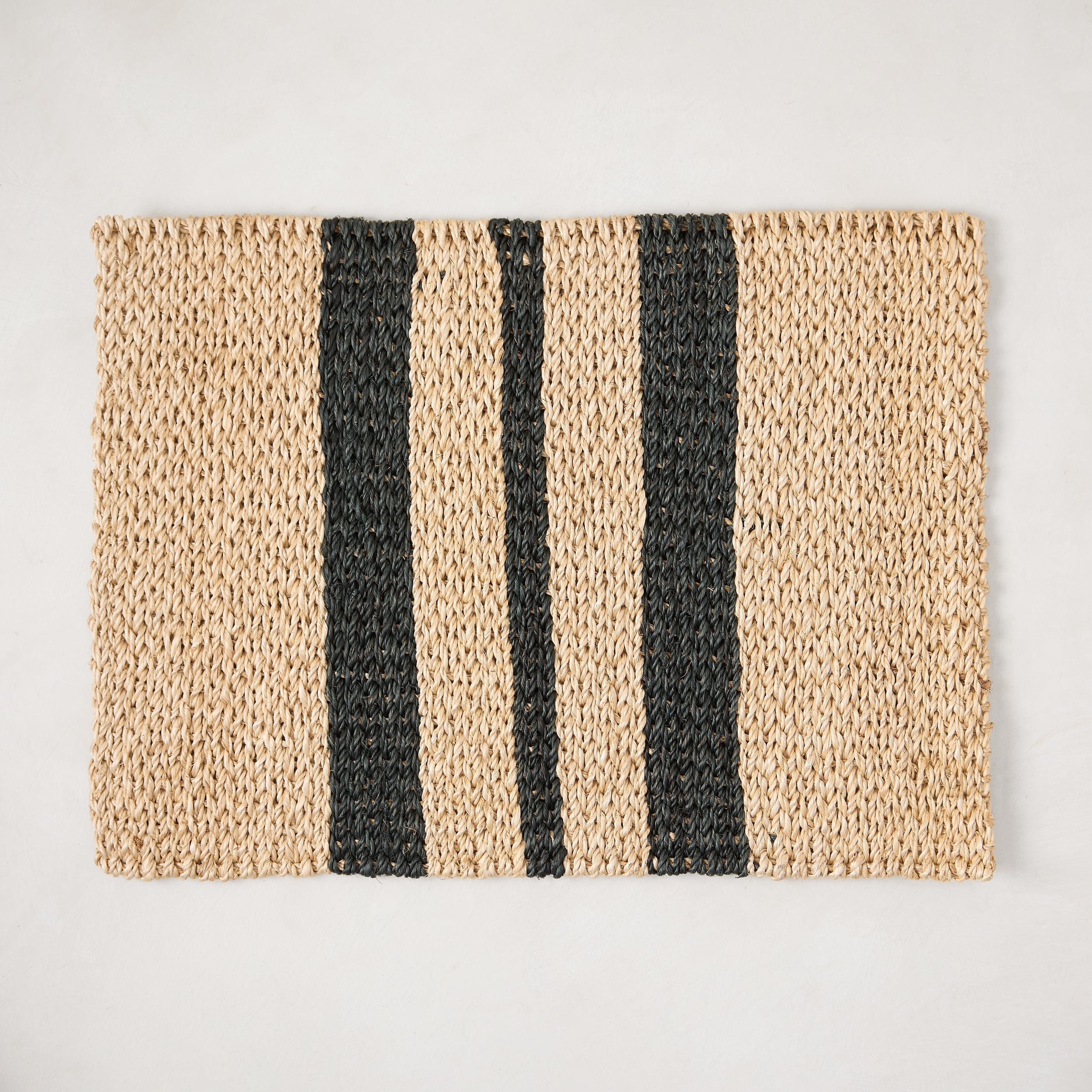 Diane Keaton + Hudson Grace Tan & Black Abaca Stripe Placemats CCCP