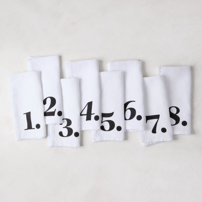 Diane Keaton + Hudson Grace White Linen Numeric Napkins, Set of 8 Synergy