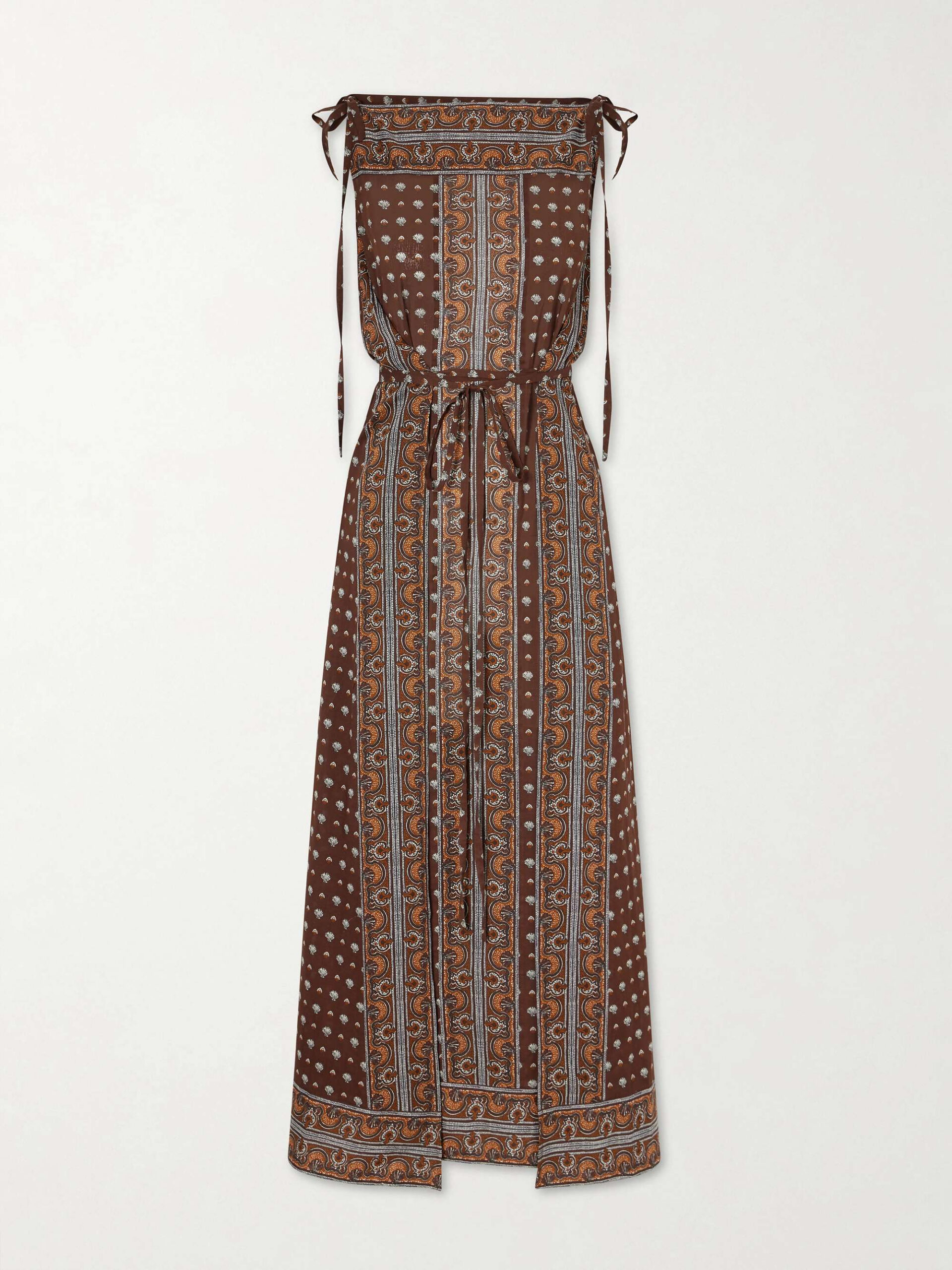 Doen Amarante belted printed organic cotton-voile midi dress