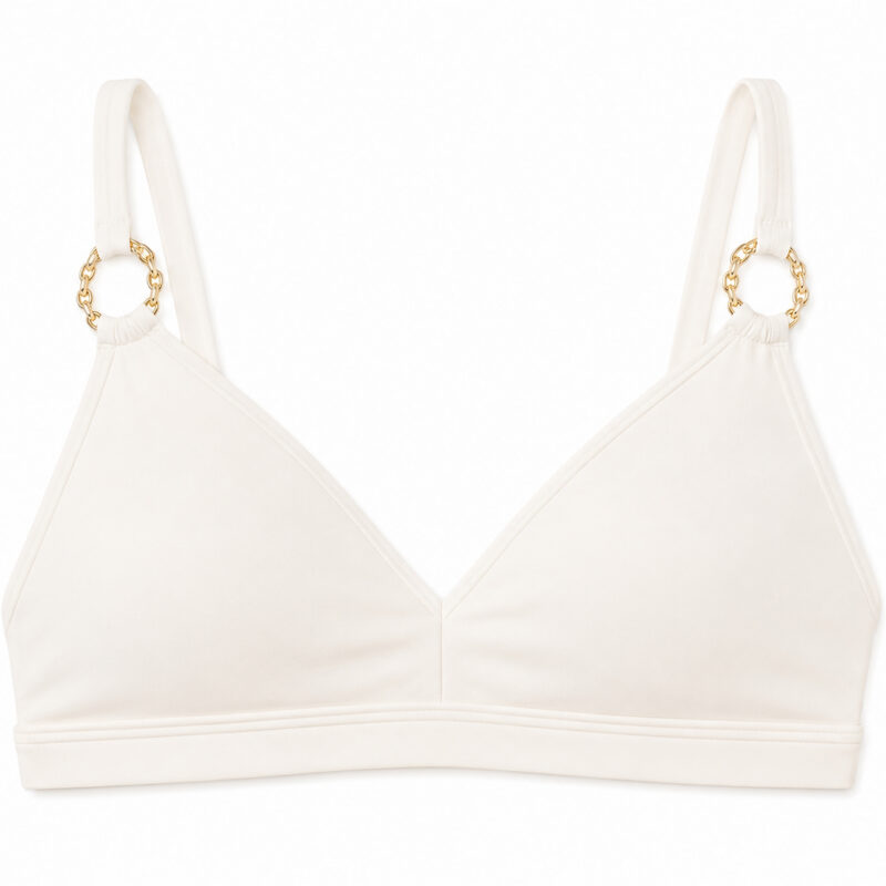 DreamLift Chain Ring Push-Up Bikini Top in Blanc/Gold Stylest