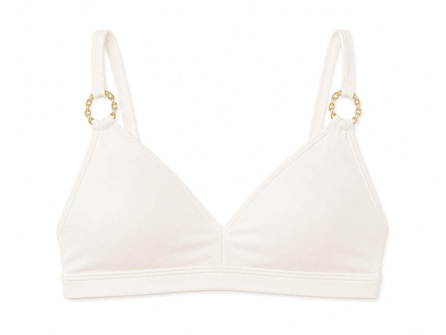 DreamLift Chain Ring Push-Up Bikini Top in Blanc/Gold Stylest