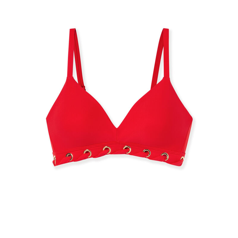 DreamLift Push-Up Grommet Bikini Top in Hot Pepper Stylest