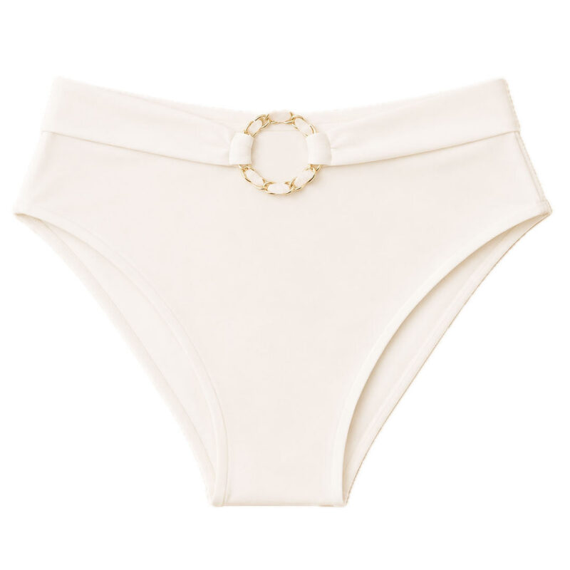 DreamSculpt Chain Ring High Rise Bikini Bottom in Blanc/Gold Stylest