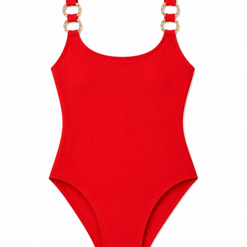 DreamSculpt Chain Ring Square Neck Tank in Hot Pepper/Gold Stylest