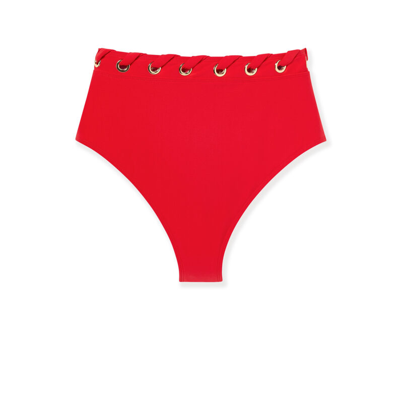 DreamSculpt High Rise Grommet Bikini Bottom in Hot Pepper Stylest