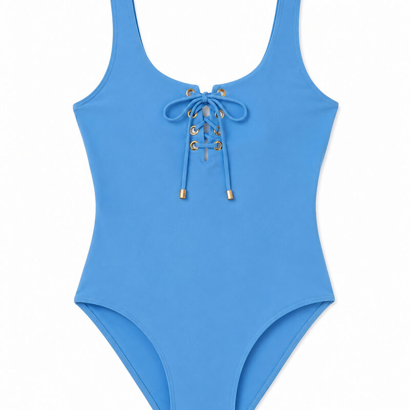 DreamSculpt Lace-Up Square Neck Tank in French Blue Stylest