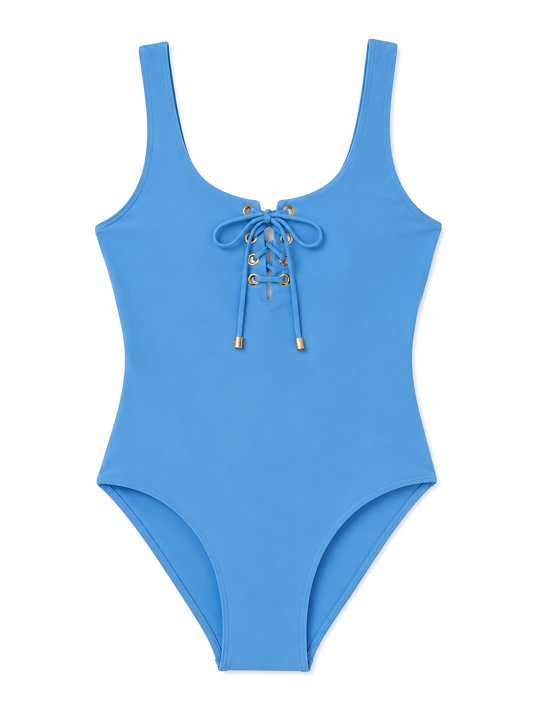 DreamSculpt Lace-Up Square Neck Tank in French Blue Stylest