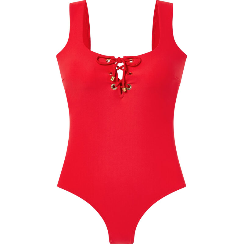 DreamSculpt Lace-Up Square Neck Tank in Hot Pepper Stylest