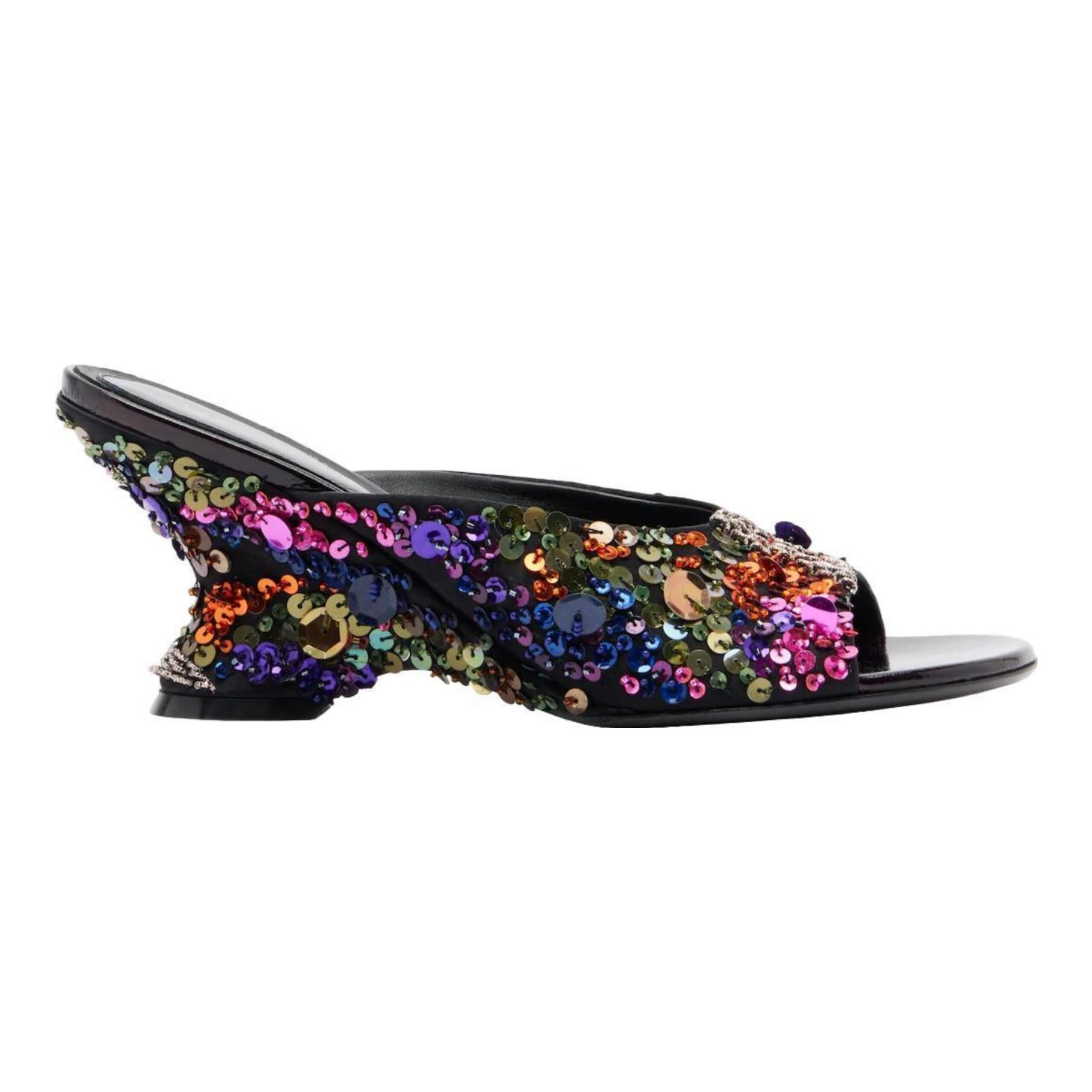 DRIES VAN NOTEN - 75 Sequined Leather Wedge Mules Mytheresa
