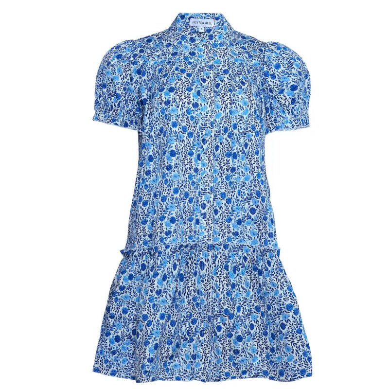 Drifter Mini Dress in Bermuda Blooms Hunter bell