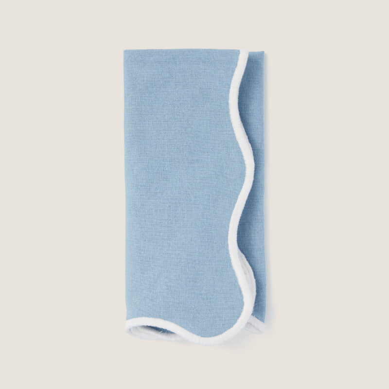 Dusty Blue and White Embroidered Scalloped Napkins Set of 4 Tuckernuck Home