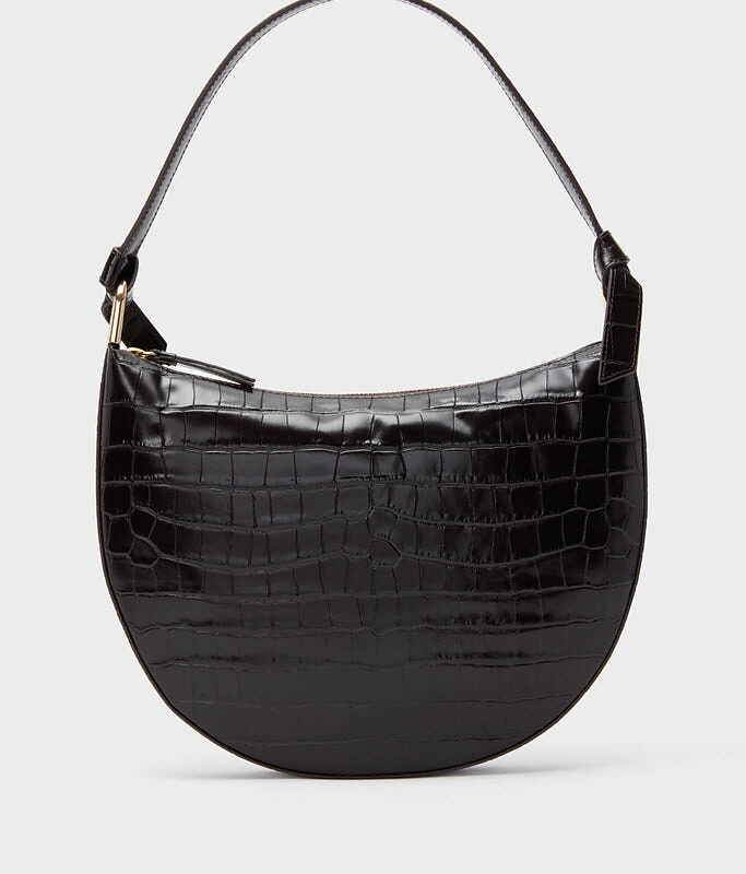 Ebony Croc Embossed Harlow Shoulder Bag Loeffler Randall