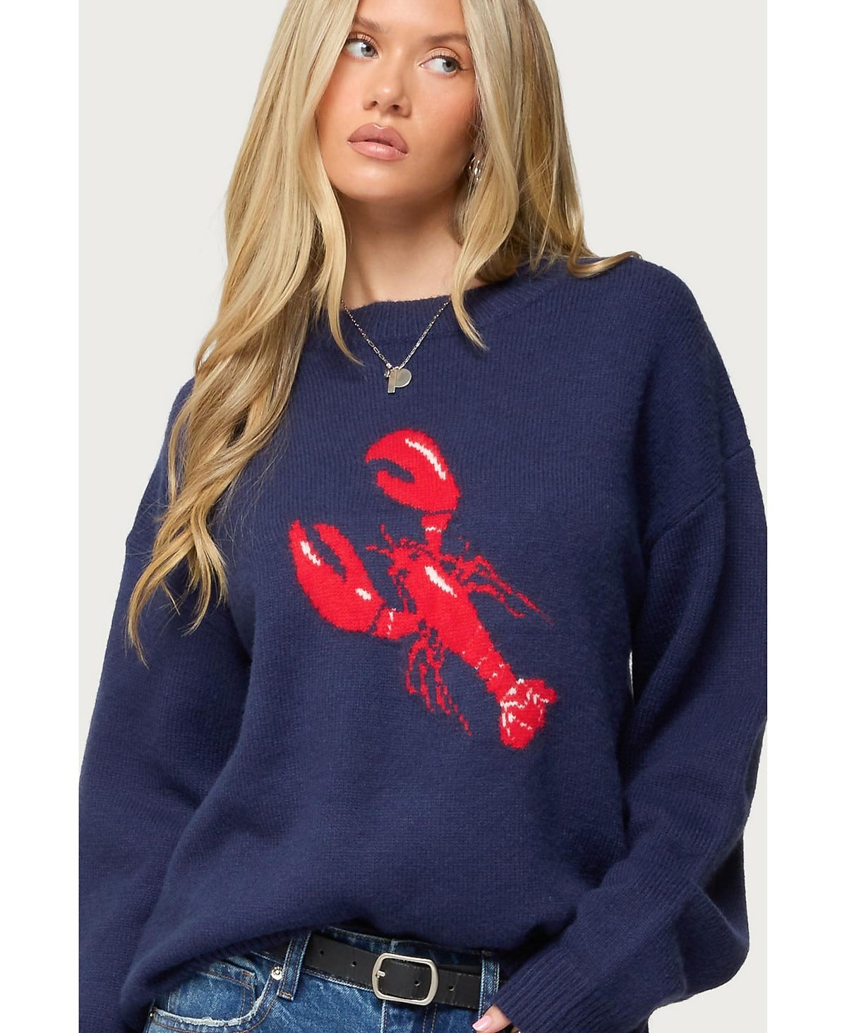 Edikted Women's Don't Be Shellfish Knit Sweater - Navy