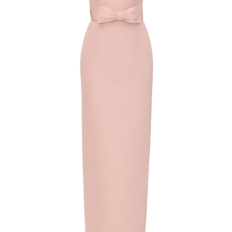 Elizabeth Silk Faille Column Gown with Bow Belt Alexia Maria Collection