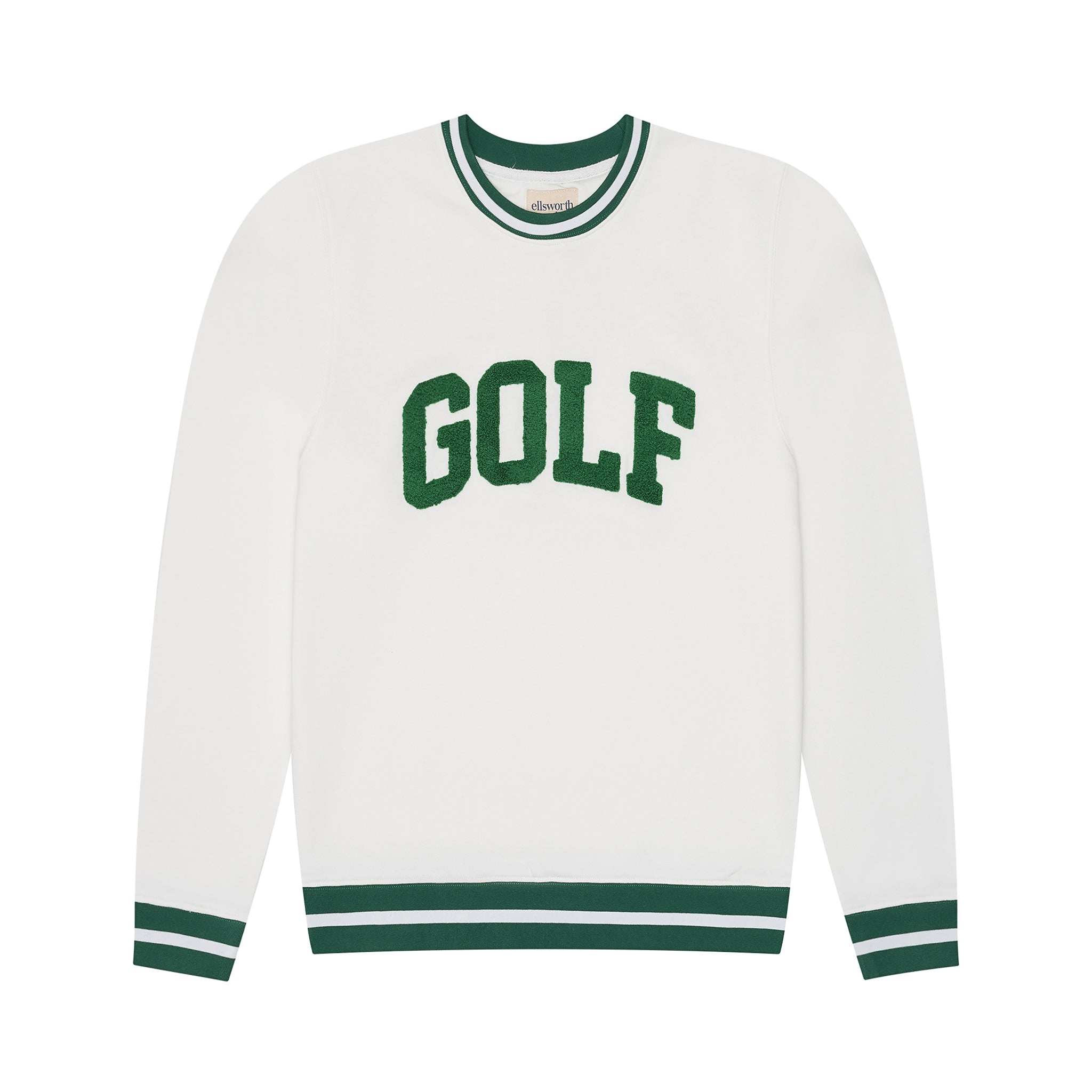 Elle Sweatshirt - Collegiate Golf in Ivory and Green ellsworth+ivey