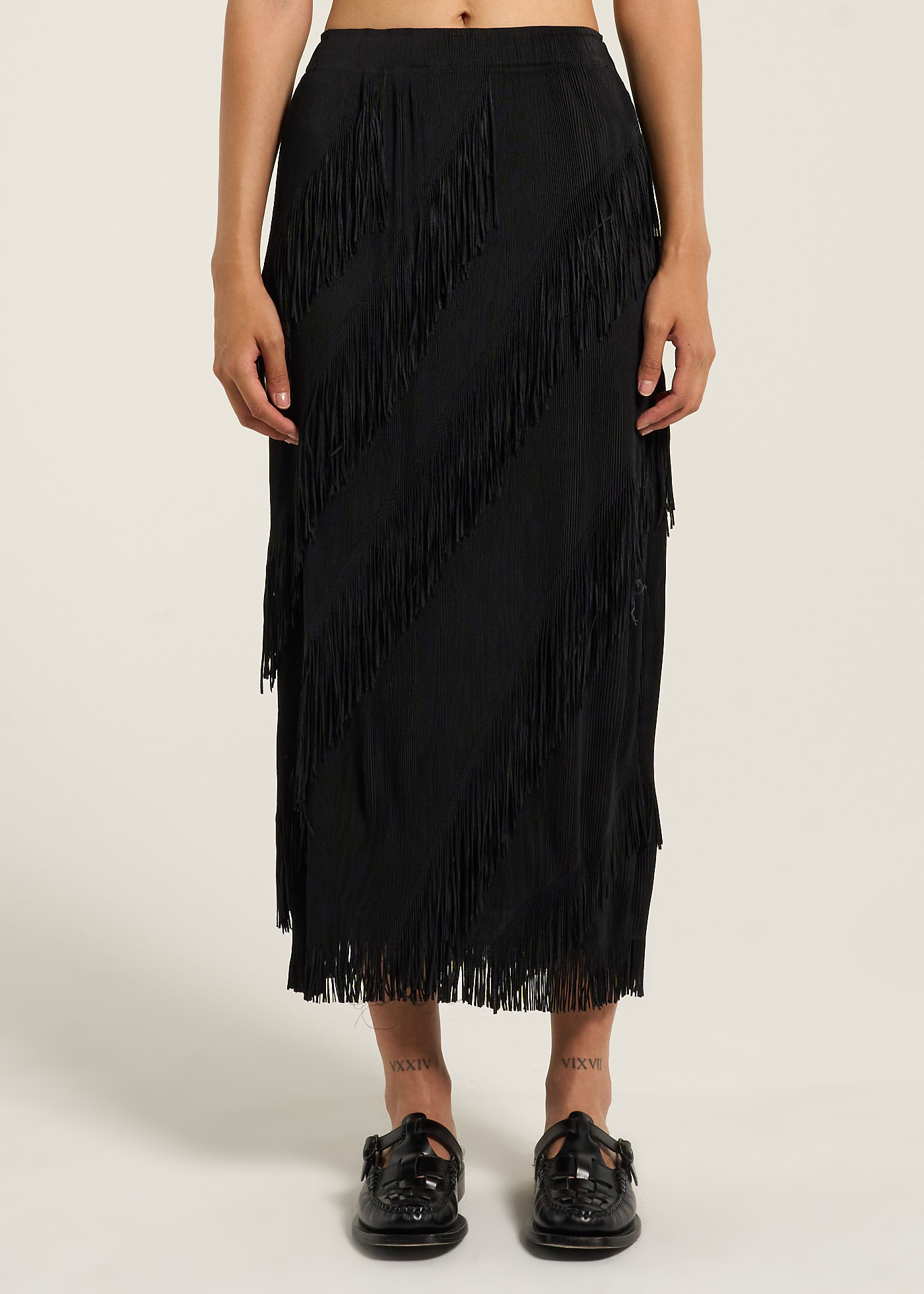 ELOWEN | Lexi Fringe Midi Skirt - Black BNTO