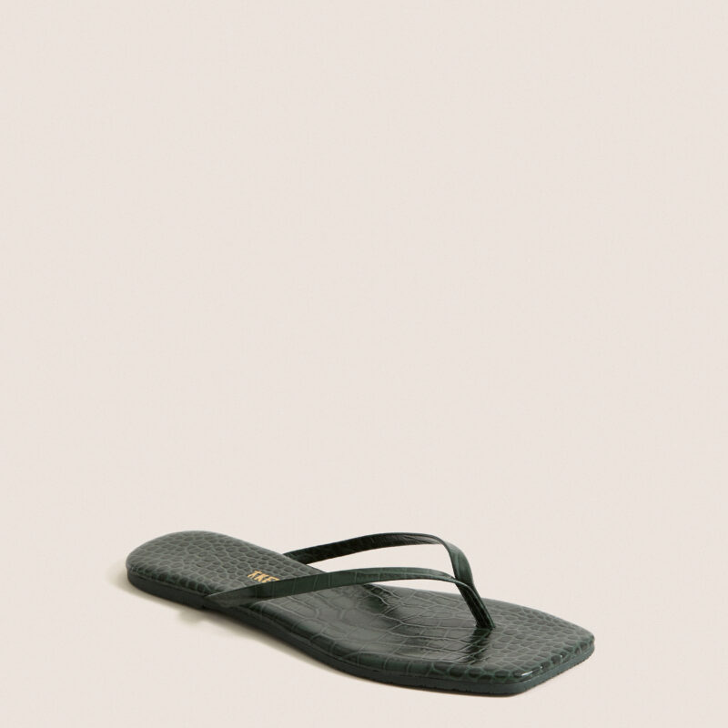 Emerald Croc Square Toe Lily Flip Flops TKEES