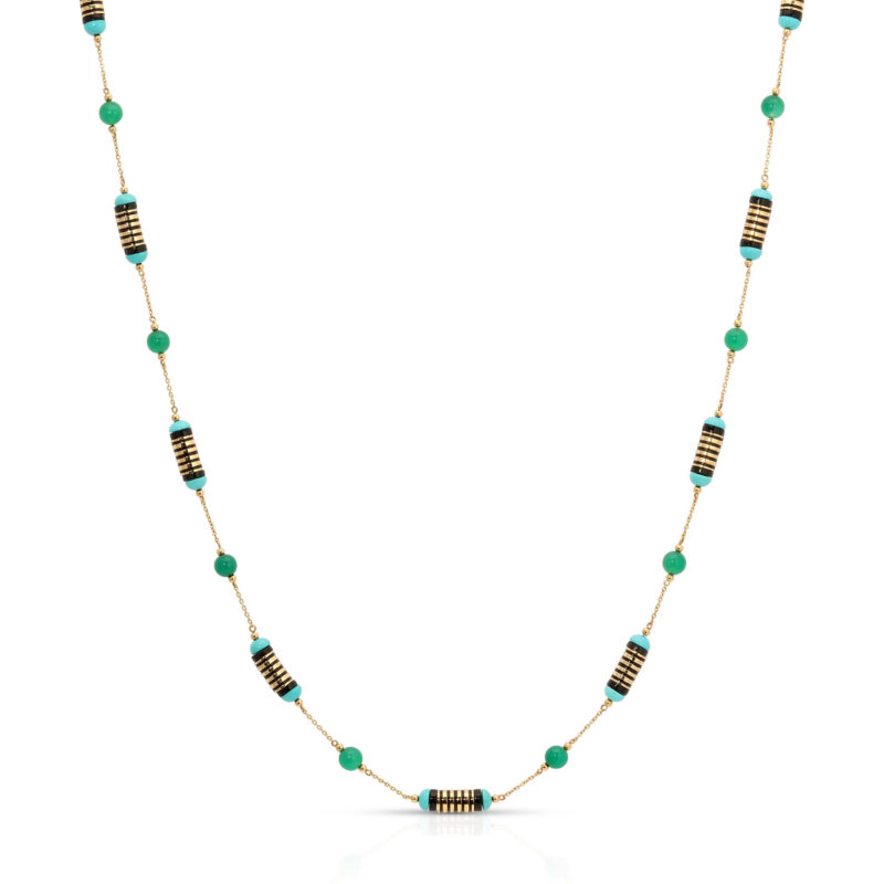 Enamel Multistone Necklace On Chain Jenna Blake