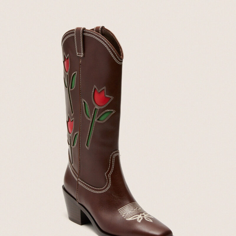 Espresso Vachetta with Tulips Wilder Boots Loeffler Randall