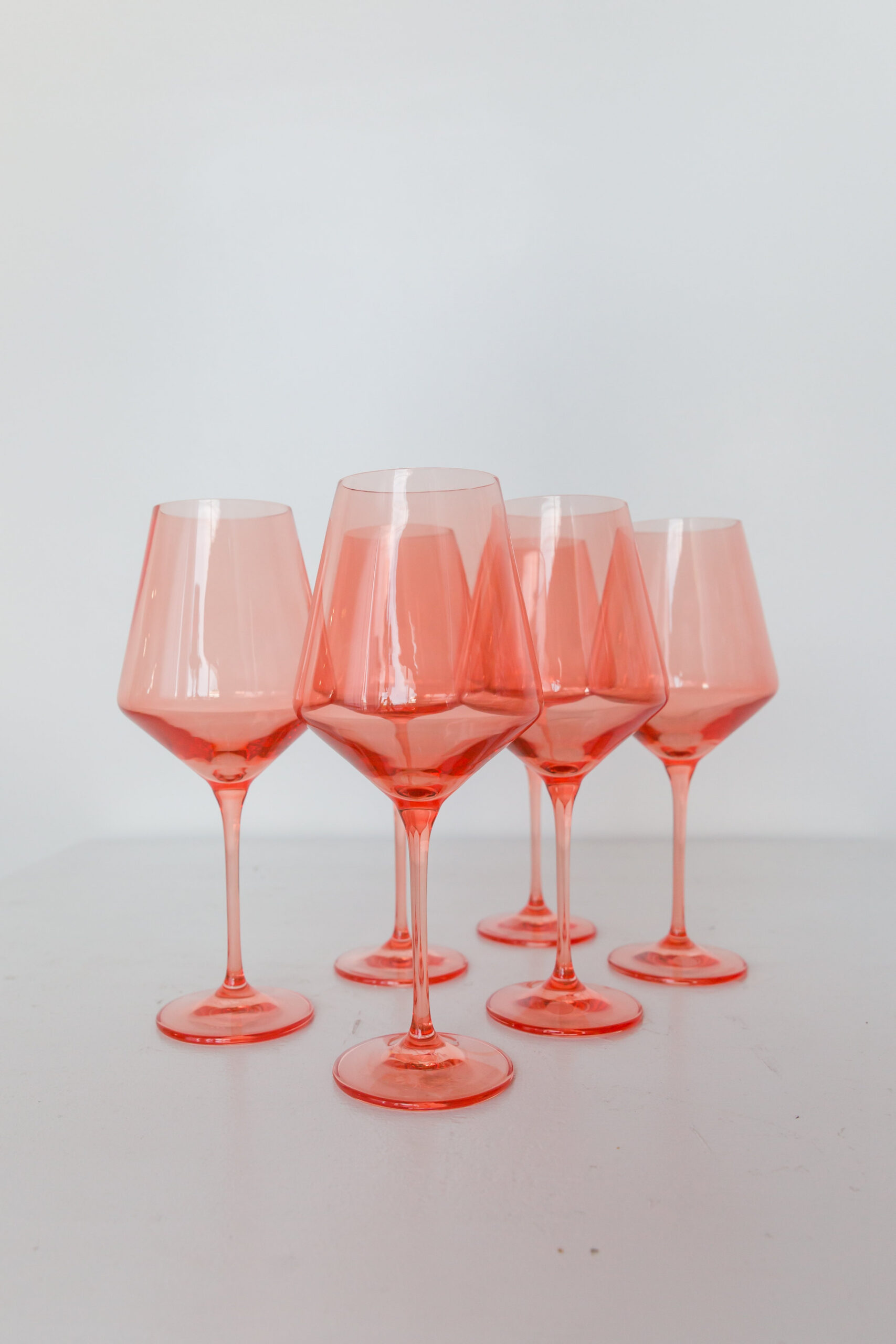 Estelle Colored Wine Stemware - Set of 6- Peach Fuzz {Our Coral Peach Pink}