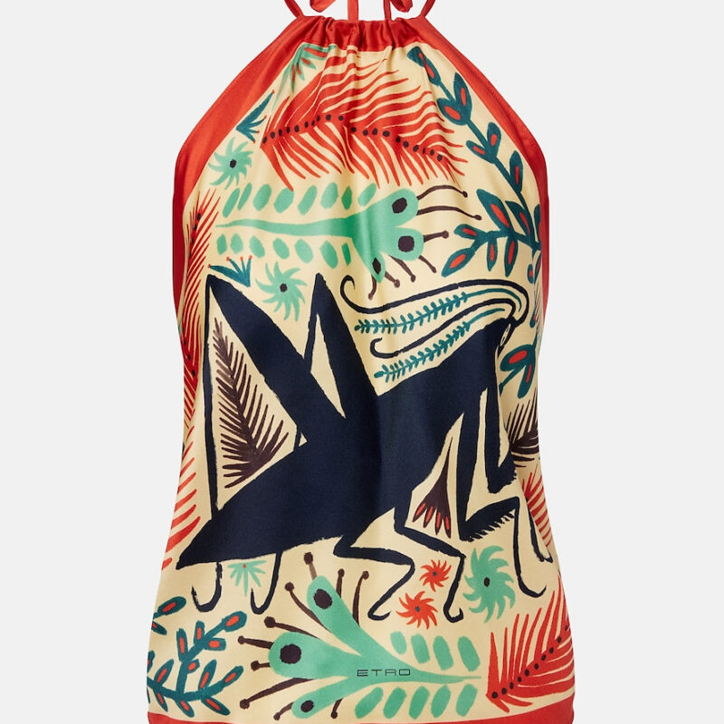 ETRO | Printed Halterneck Silk Top - Multicoloured, Size: One Mytheresa