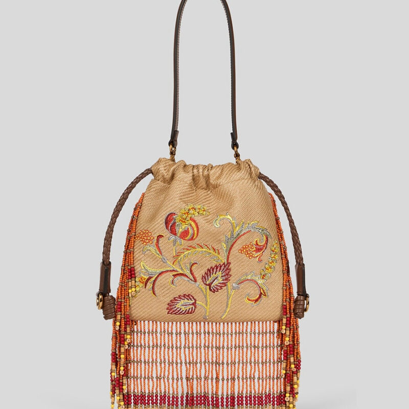 ETRO - SMALL RAFFIA KALISPERA BAG WITH EMBROIDERY AND FRINGING Etro