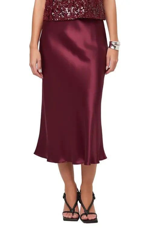 FIFTEEN TWENTY Mia Bias Midi Skirt in Merlot at Nordstrom, Size X-Large